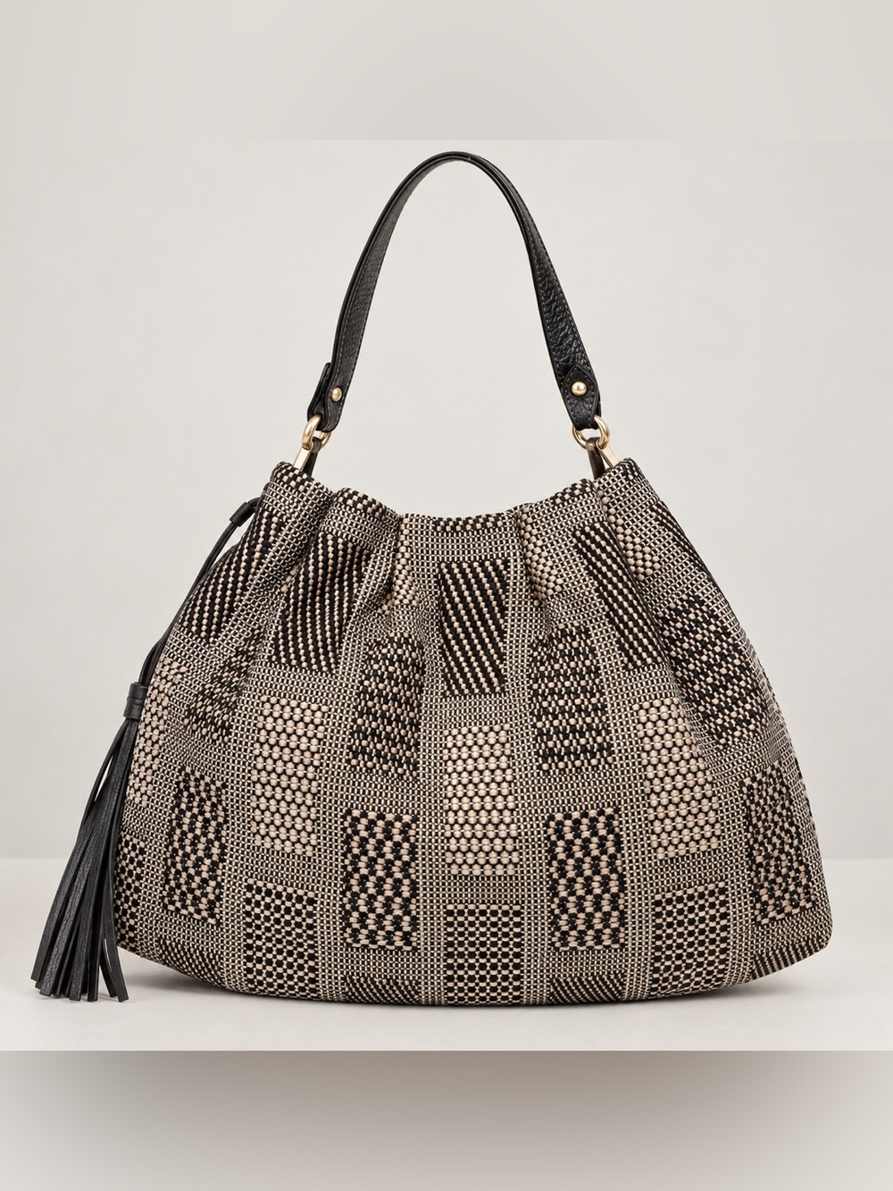 Furla Brown & Beige Printed Bucket Bag Gold-Tone Hardware